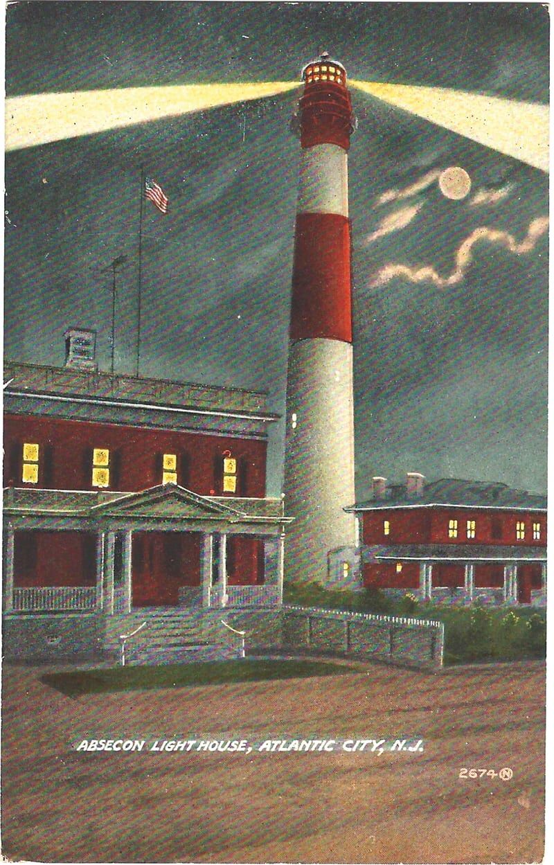 P lighthouse postcard
